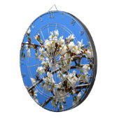 Witte bloeiende lenteboom witte bloesem dartbord (Voorkant Rechts)