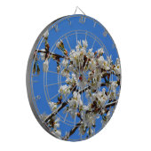 Witte bloeiende lenteboom witte bloesem dartbord (Voorkant Links)