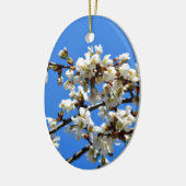 Witte bloeiende lenteboom witte bloesem keramisch ornament (Links)