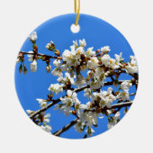 Witte bloeiende lenteboom witte bloesem keramisch ornament (Voorkant)