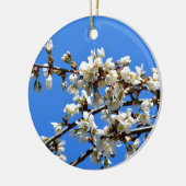 Witte bloeiende lenteboom witte bloesem keramisch ornament (Links)