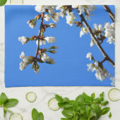 Witte bloeiende lenteboom witte bloesem theedoek (Gevouwen)