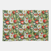 Witte bloem & aardbei theedoek (Horizontaal)