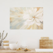 Witte bloem abstract schilderij. poster (Keuken)