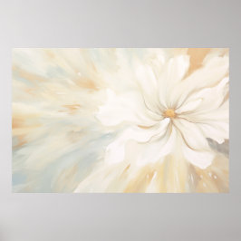 Witte bloem abstract schilderij. poster
