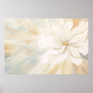 Witte bloem abstract schilderij. poster