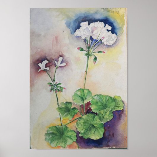 Witte Bloem Aquarel – Botanische Muurkunst Print (Voorkant)
