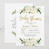 Witte bloem baby shower kaart (Voorkant / Achterkant)