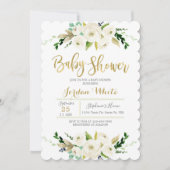Witte bloem baby shower kaart (Voorkant)