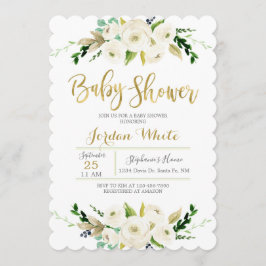 Witte bloem baby shower kaart