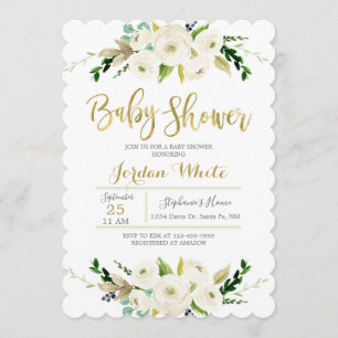 Witte bloem baby shower kaart