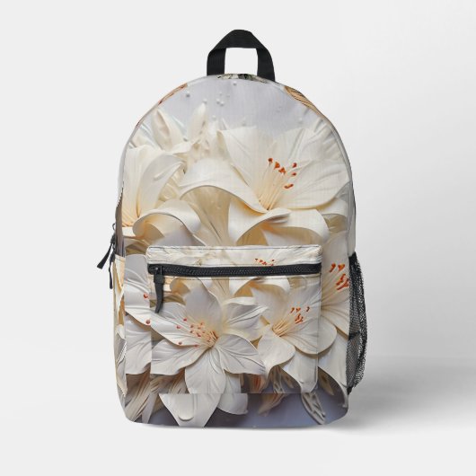 witte bloem bagpack bedrukte rugzak (Voorkant)