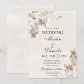 Witte bloem beige spaanse bruiloft uitnodiging (Voorkant / Achterkant)