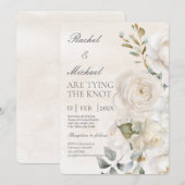 Witte bloem beige spaanse bruiloft uitnodiging (Voorkant / Achterkant)