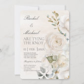 Witte bloem beige spaanse bruiloft uitnodiging (Voorkant)