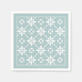 Witte bloem betegeld patroon op sage rand servet
