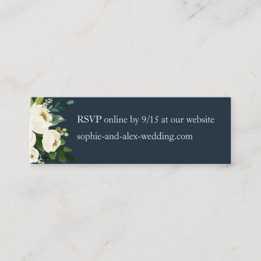 Witte Bloem Bloemen Trouwwebsite RSVP Kaarten Mari Mini Visitekaartje (Voorkant)