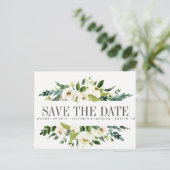 Witte Bloem  | Bloemige Rustieke HUWELIJK save the Aankondigingskaart (Staand voorkant)