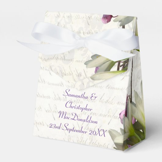  witte bloem, bloesbloem, bruiloft bedankdoosjes (Voorkant Zijde)