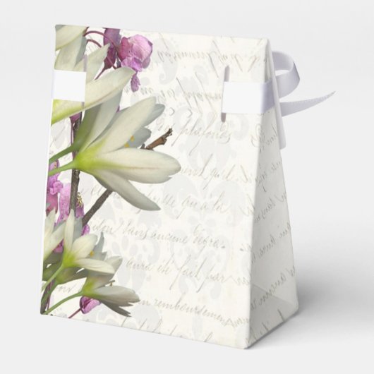  witte bloem, bloesbloem, bruiloft bedankdoosjes (Achterkant)