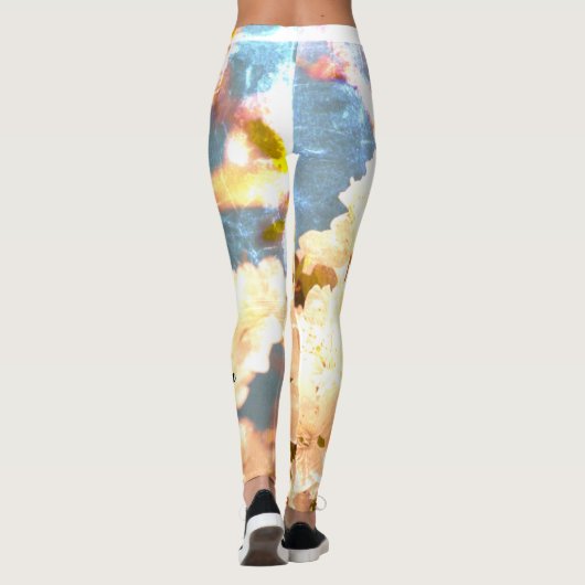 witte bloem bloesem monogram leggings (Achterkant)