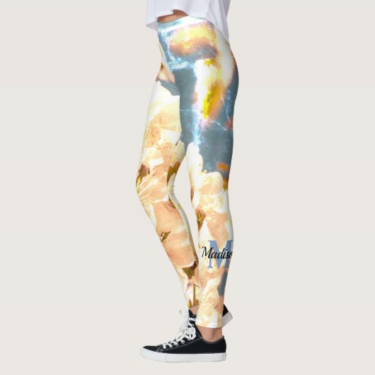  witte bloem bloesem monogram leggings (Links)