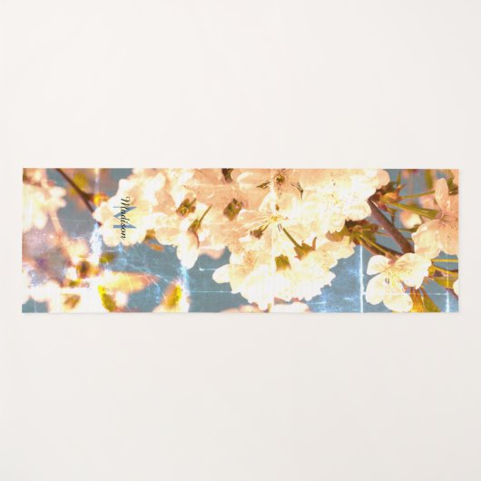  witte bloem bloesem monogram yogamat (Voorkant (horizontaal))