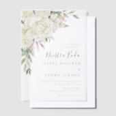 Witte Bloem Boeket Nuestra Boda Spaanse Bruiloft Vellum Uitnodigingen (Offset)