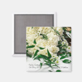 Witte Bloem Boeket Save the Date Magnet (Voorkant / Achterkant)