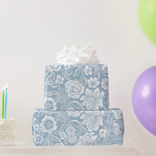 Witte bloem botanische patroon cadeaupapier