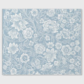 Witte bloem botanische patroon cadeaupapier (Vlak)