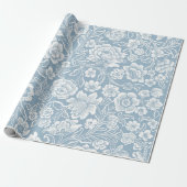 Witte bloem botanische patroon cadeaupapier (Uitgerold)