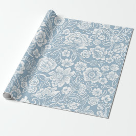 Witte bloem botanische patroon cadeaupapier