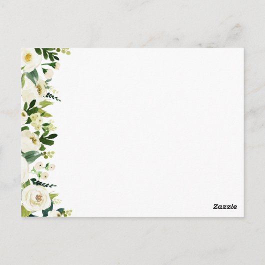 Witte Bloem Bruiloft Advies Kaarten met groen (Achterkant)
