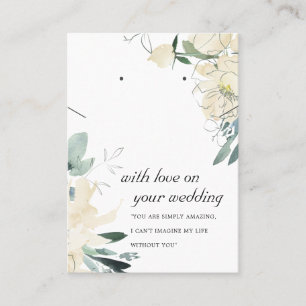 WITTE BLOEM BRUILOFT CADEAU KETTING OORBEL KAART PLAATSKAARTJE