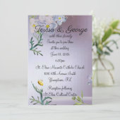 Witte Bloem bruiloft Kaart (Staand voorkant)