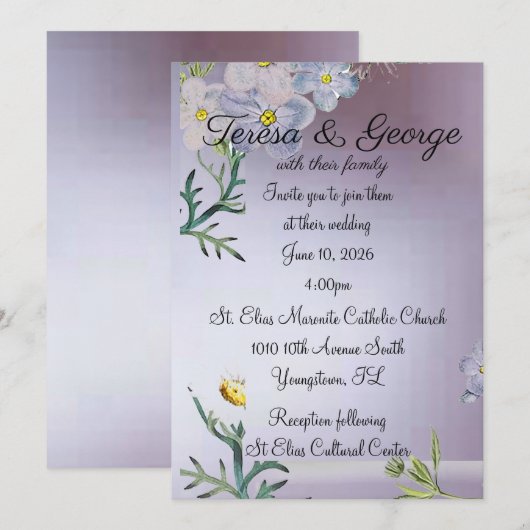 Witte Bloem bruiloft Kaart (Voorkant / Achterkant)