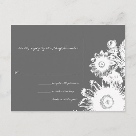 Witte Bloem Bruiloft Monogram RSVP-kaart Uitnodiging Briefkaart (Achterkant)