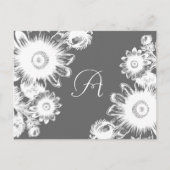 Witte Bloem Bruiloft Monogram RSVP-kaart Uitnodiging Briefkaart (Voorkant)