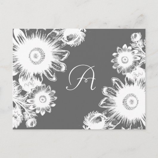 Witte Bloem Bruiloft Monogram RSVP-kaart Uitnodiging Briefkaart (Voorkant)