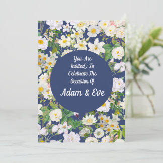 Witte Bloem Bruiloftsinvatie  Kaart
