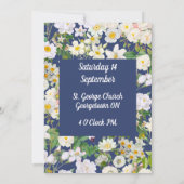 Witte Bloem Bruiloftsinvatie  Kaart (Achterkant)