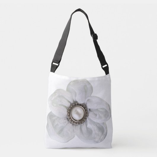 Witte bloem crossbody tas (Voorkant)