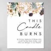 Witte Bloem Deze Kaars Brand Signaal Poster (Voorkant)