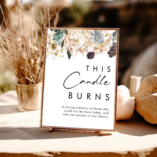 Witte Bloem Deze Kaars Brandt Bord Poster