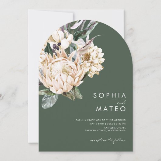 witte bloem | Donkergroen alles in één trouwboog Kaart (Voorkant)