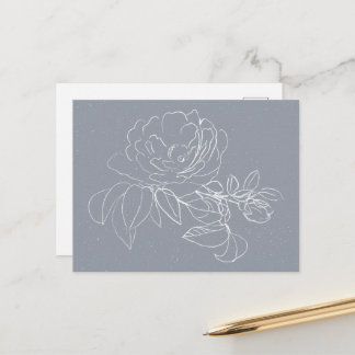 Witte bloem Doodle op grijs Briefkaart