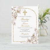 Witte bloem Doop Spaans Kaart (Staand voorkant)