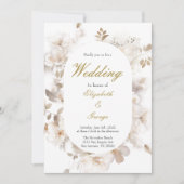Witte bloem Elegante bruiloft uitnodiging (Voorkant)