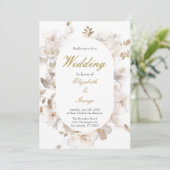 Witte bloem Elegante bruiloft uitnodiging (Staand voorkant)